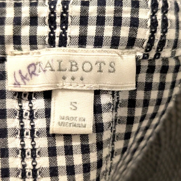 Talbots Women's Black and White‎ Checkered Women's Top Size Small - Picture 10 of 11